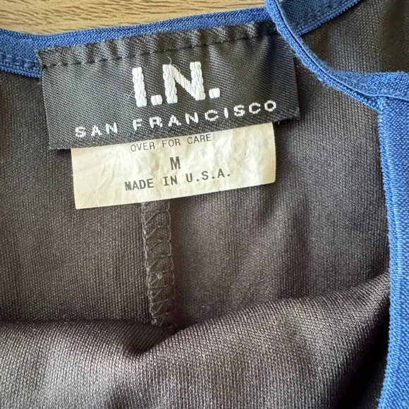 Vintage Y2K Tropical Blue Leaf Print Spaghetti Strap Mini Dress USA Made Size M - Picture 9 of 9